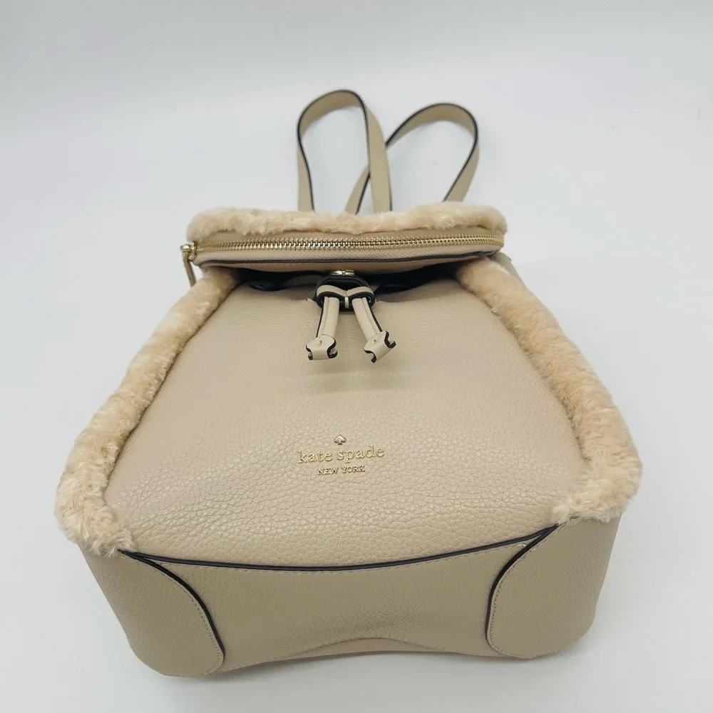 Kate Spade Leila Medium Flap Backpack Faux Shearling